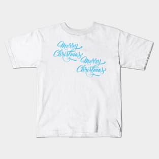 Merry Christmas Snowflakes Typography Kids T-Shirt